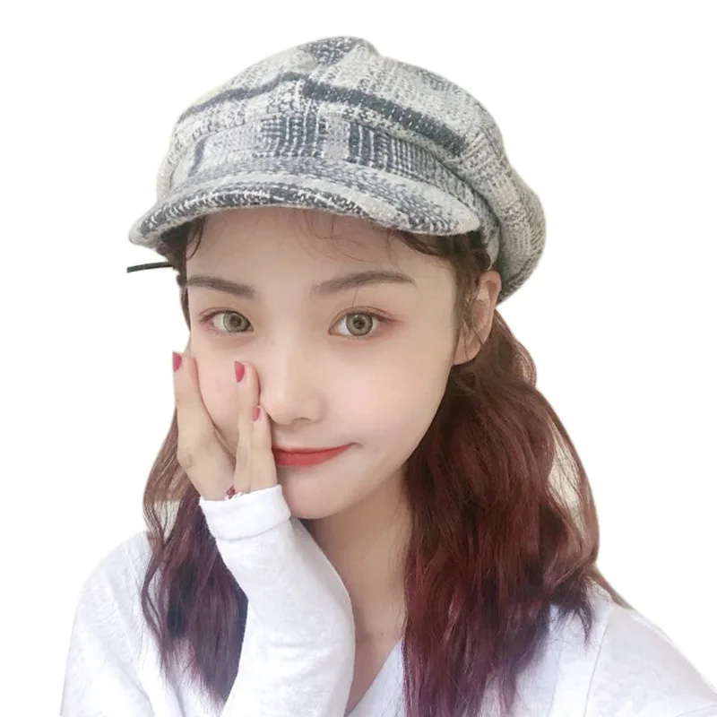 Шерстяной женский берет осенне зимняя восьмиугольная шапка стильная шляпка