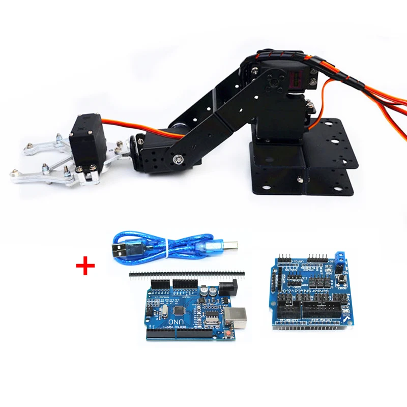 Aluminum Alloy Arduino 4 Dof Robot Arm With Claw Gripper Manipulator Servo Bracket Mechanical DIY Unassembled | Игрушки и хобби