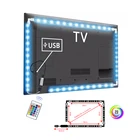 1M 2M 3M USB кабель RGB полосы светильник s с угловых пряжки для ТВПК Подсветка светильник Ночной светильник Диодная лента домашний праздничный Декор