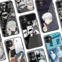satoru gojo jujutsu kaisen anime glass soft silicone phone case cover shell for iphone se 6s 7 8 plus x xr xs 11 12 mini pro max
