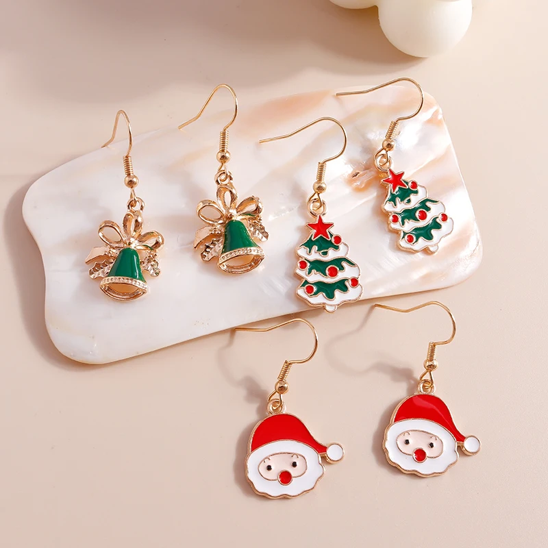 Новые рождественские серьги ювелирные изделия Санта-Клаус олень звезда