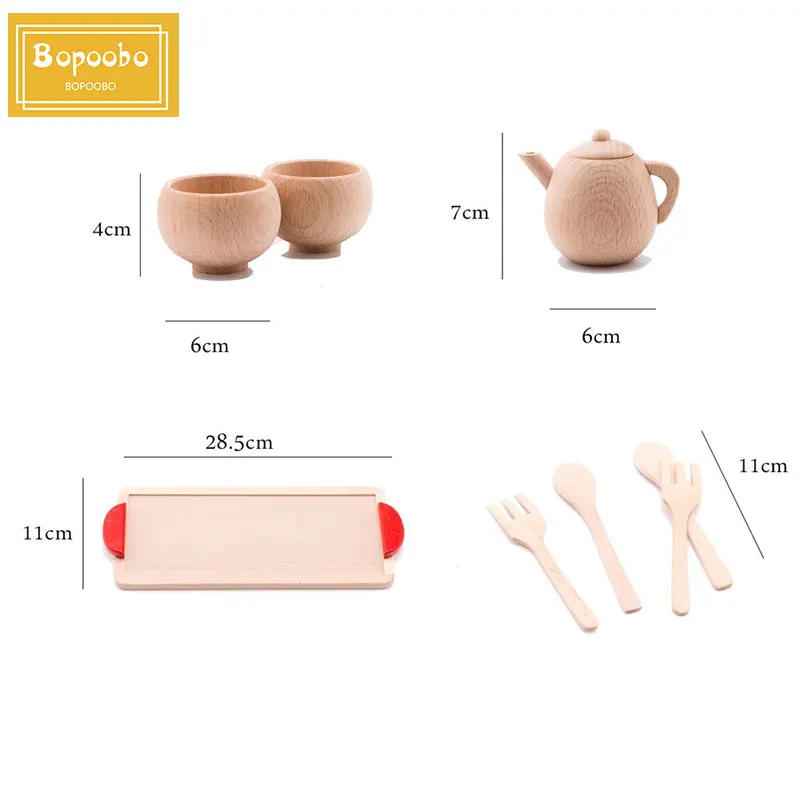 Baby Toy Cutting Fruit Vegetables Wooden Kitchen Toys Pretend Play Mini Solid Beech Tea Coffee Cup Set Early Education Food Toys