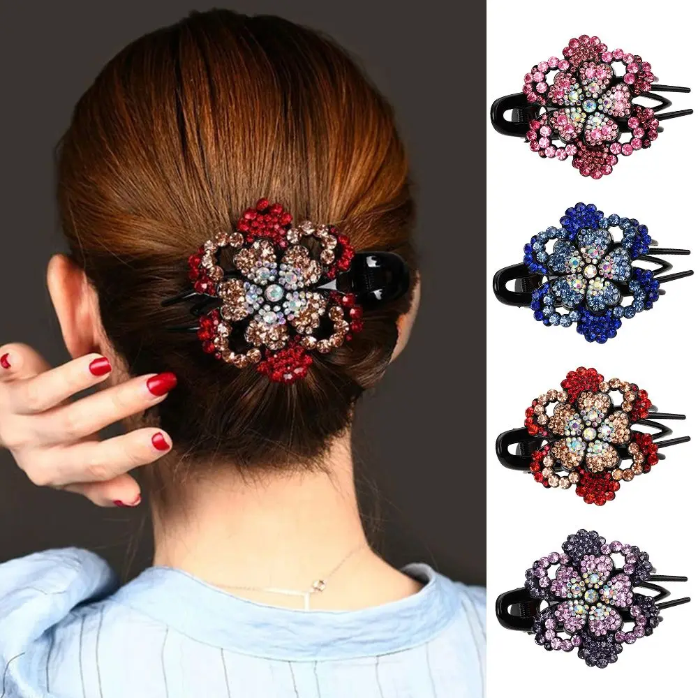 

Crystal Headwear Hair Ornament Hairstyle Hairpin Rhinestone Flower Hair Clip Hair Claw Clips Women Duckbill Clips