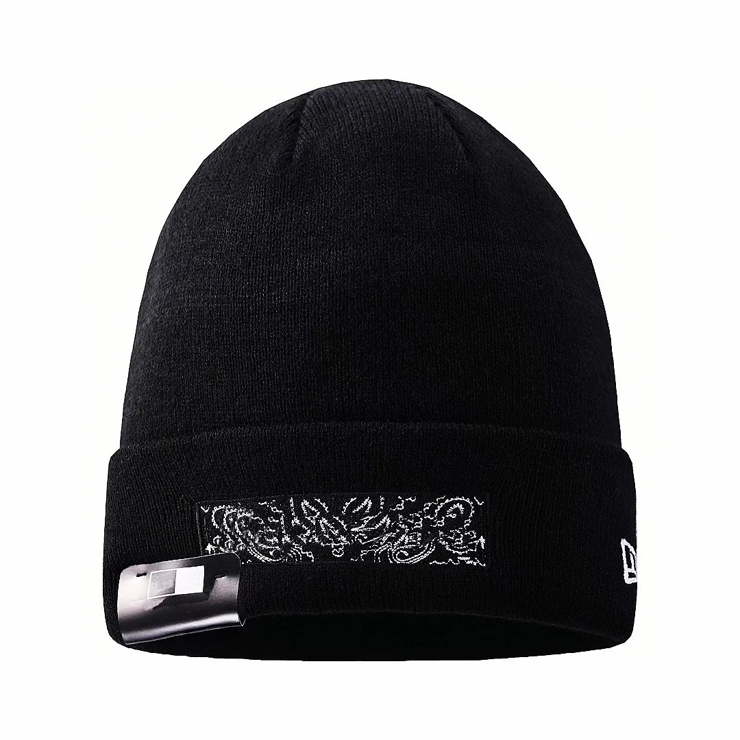 

Spring and Autumn UP Embroidered Hat RE Warm ME Cashew Flower Knitted Hat Cashmere Hood Outdoor Beanie Hat