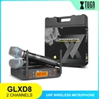 Портативный микрофон XTUGA GLXD8, беспроводной микрофон с футляром для транспортировки, металлическая подсветка, микрофон беспроводной, для сцены, церкви, свадьбы