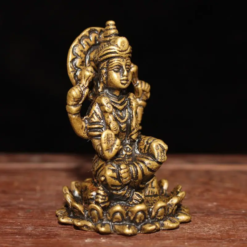 

6Cm Buddhism Avalokiteshvara 4 Arms Guanyin Kwan-Yin Chenrezig Buddha Collection Ornaments Statues et Sculptures Desk Decoration