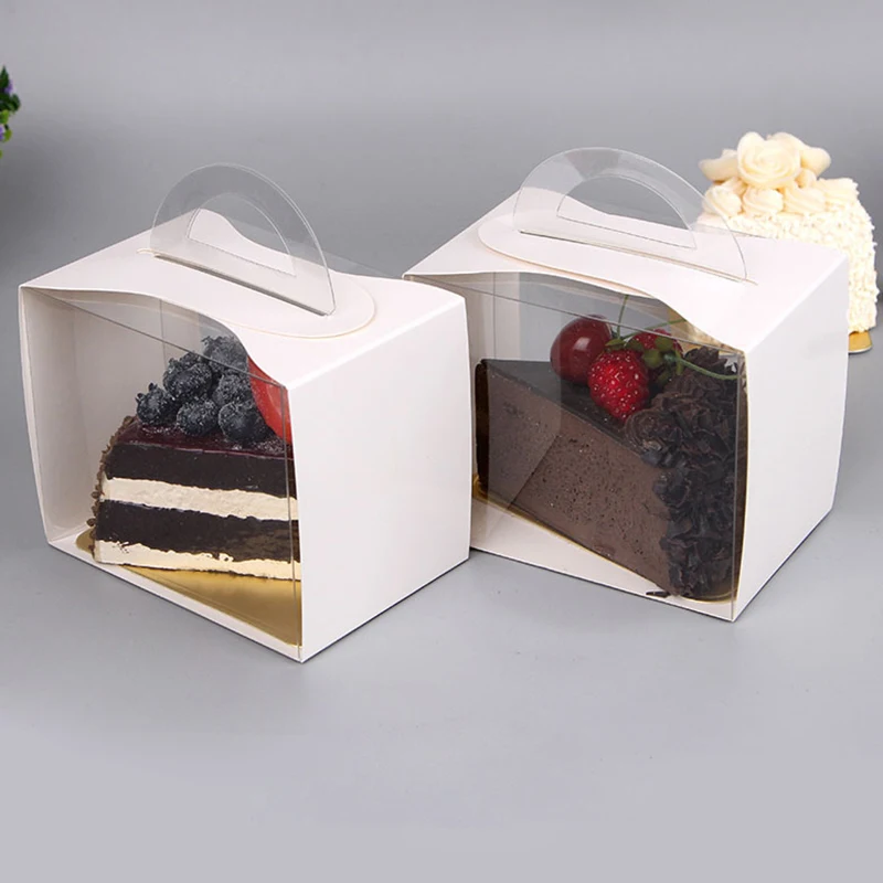 50pcs/Set Transparent White Melaleuca Cut Pieces Cake Box Mousse Pastry Takeaway Box Portable Gift Packaging Box Party Supplies