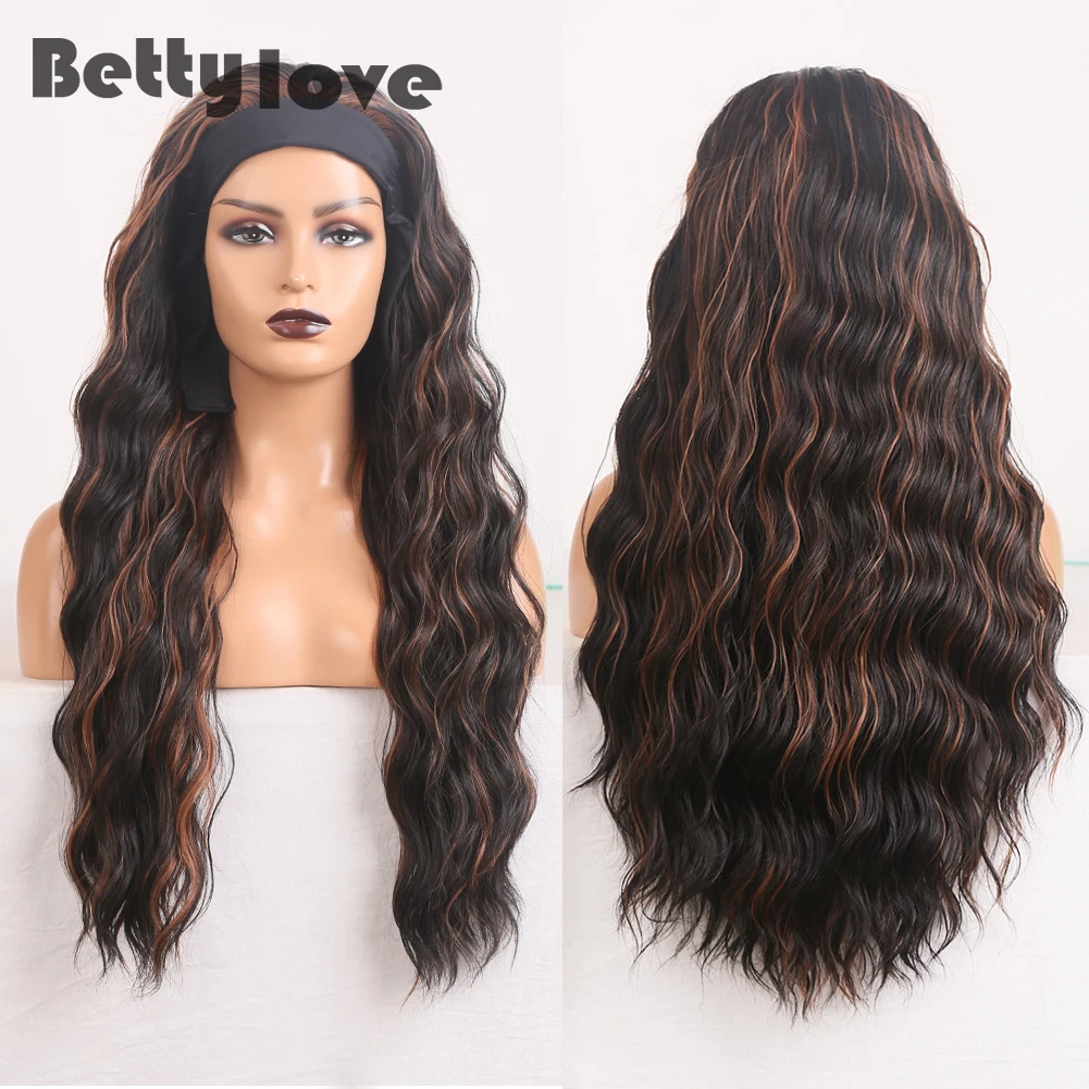 

BETTYLOVE парик с головной повязкой длинные волнистые парики для женщин, высокотемпературный синтетический парик из волокна, бесплатная часть, ...
