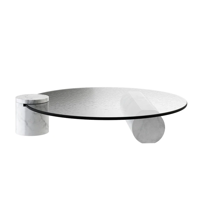 American Natural Marble Glass Round Light Luxury Coffee Table Simple Design Small Round Table