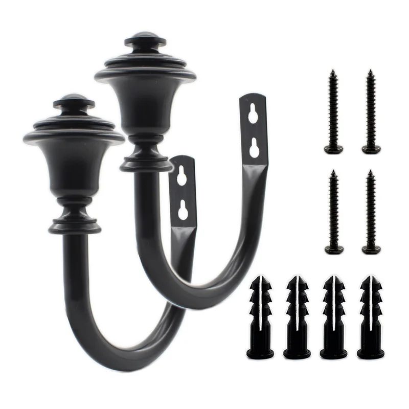 

2 Pack Curtain Holdbacks, U Shaped Wall Mounted Curtain Tieback Hooks Drapery Tiebacks Decorative Curtain Hooks for Home Decor