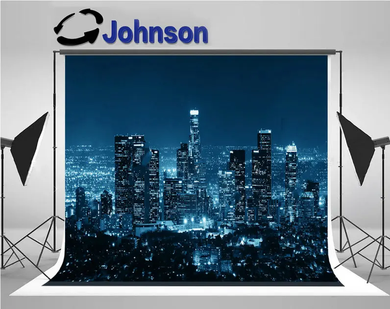 

Los Angeles Downtown Buildings Night City Skyline background High quality Computer print scenic backdrops