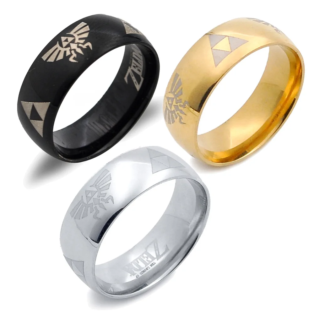 

The-Legend-of-Zeldas Triforce Triangle Sign Band Rings for Men Women Stainless Steel Finger Ring Party Cosplay Jewelry Gifts