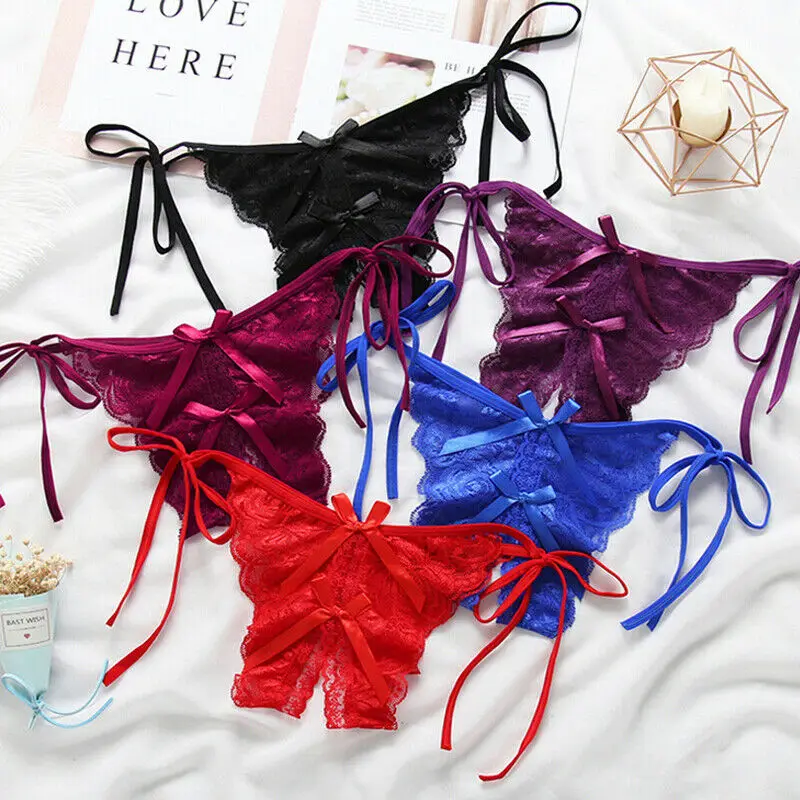 

2020 New Women Sexy Lingerie Solid Lace Briefs Fashion Ladies See-through Lace Thongs Underwear Sleepwear Nightwear