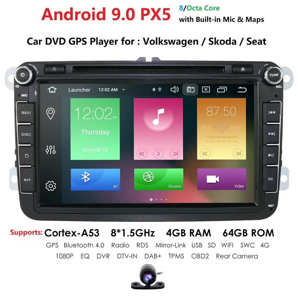 OctaCore двойной 2Din Android 8,0 автомобильный dvd-плеер радио для VW passat b6 b5 cc skoda octavia 2 Polo Golf 5 superb Jetta vw T5 navi