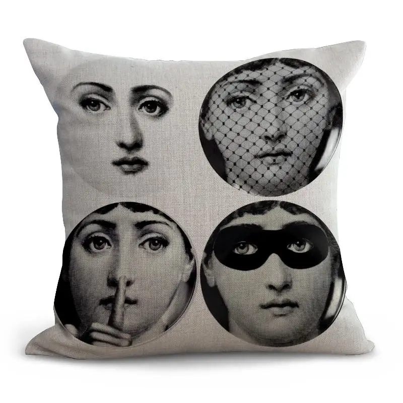 Горячая подушки fornasetti Обложки Подушки изо льна и хлопка Чехол