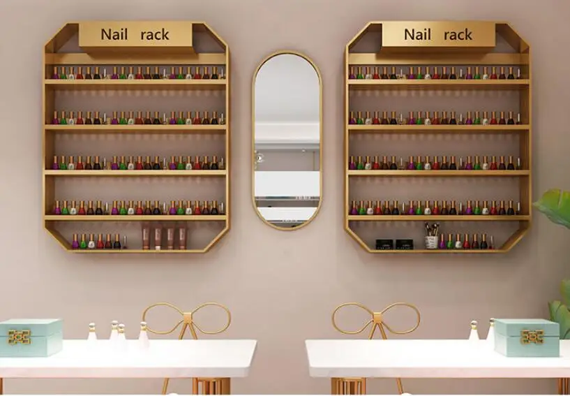 

Modern minimalist Iron Art Manicure rack, nail polish display rack, red beauty shop, multi wall storage.