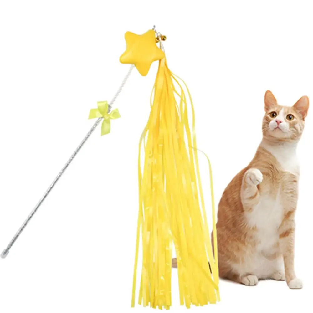 

Pet Toys Teasing Cute Wand Training Interactive Acrylic Teaser Funny Cat Stick Tassels Dangler Rod Kitten Feather Bell