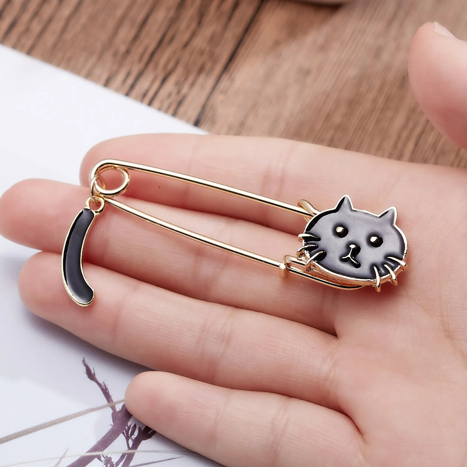 RINHOO простой милый мультфильм Эмаль Булавка Кот голова брошь длинная игла мода