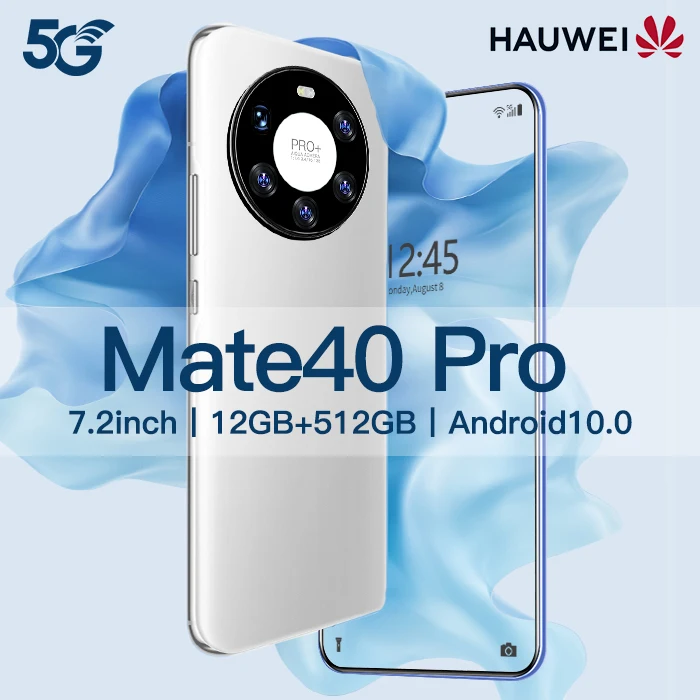 Оригинальный Hauwei Коврики 40 Pro 12 Гб + 512 ГБ smartphoens 7 2 HDinch android 10 0 мобильные телефоны 5600