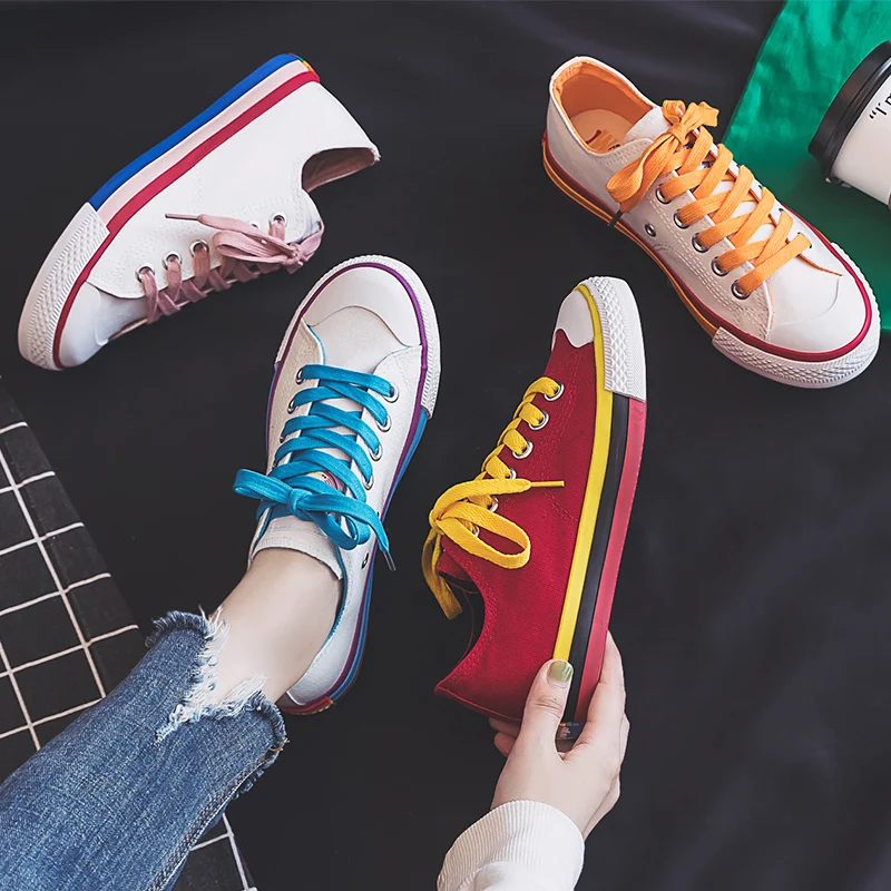 

Canvas Fashion Shoes Woman 2019 Spring New Fashion Candy Color Women Casual Shoes Flats Canvas Women Casual Solid Shoes Sneakers