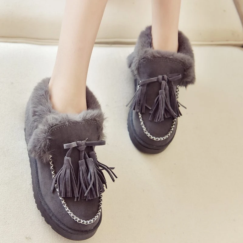 

Winter Trendy Women Ankle Snow Boots Warm Furry Plush Shoes Ladies Comfortable Women Cotton Shoes Thick Platform Shoes Botines