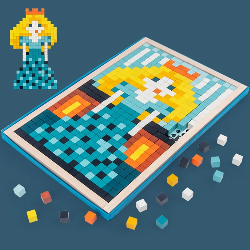 

Деревянные игрушки из фильма «пиксели» для детей Королевства Набор Обучающие Pix Art для детей мозаичного искусства Наборы для детей пикселей...