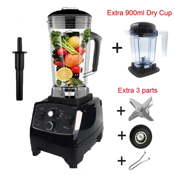 BPA бесплатно 3HP 2200 Вт Сверхмощный коммерческий блендер, миксер, соковыжималка, высокая мощность, Кухонный комбайн, ледяной смузи, бар, фруктовый Электрический блендер - Цвет: BlackTimer9jar3part