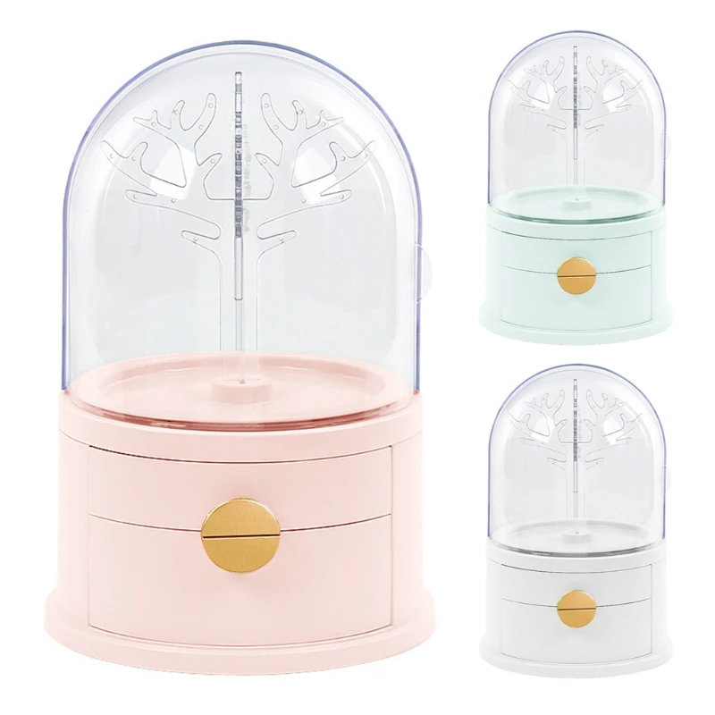 

Portable Earrings Ring Display Stand Shelf Dustproof Jewelry Storage Box Drawer Women Necklace Bracelet Organizer Case
