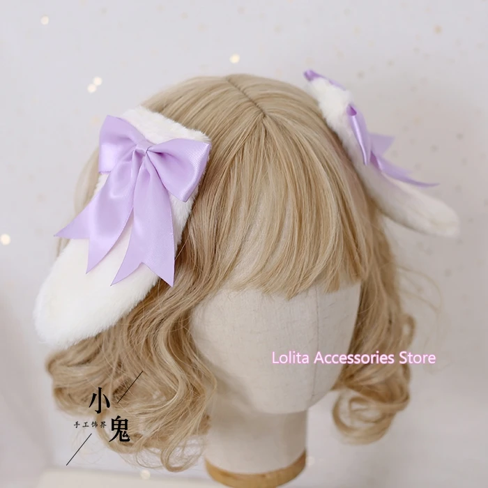 

Sweet Lovely Lolita Lop Ear Rabbit Hair Clip Hair Ornament Kawaii Handmade Japanese Soft Girl Plush Bow KC Hair Clip Headdress