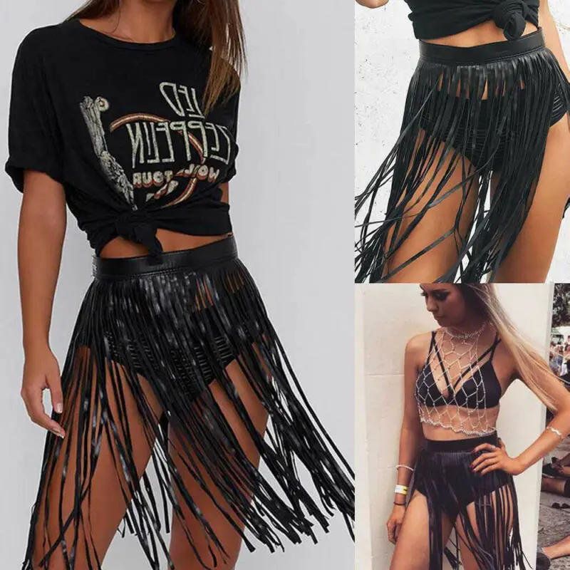 Сексуальная Мода хиппи бохо Женская Бахрома Кисточкой из искусственной кожи