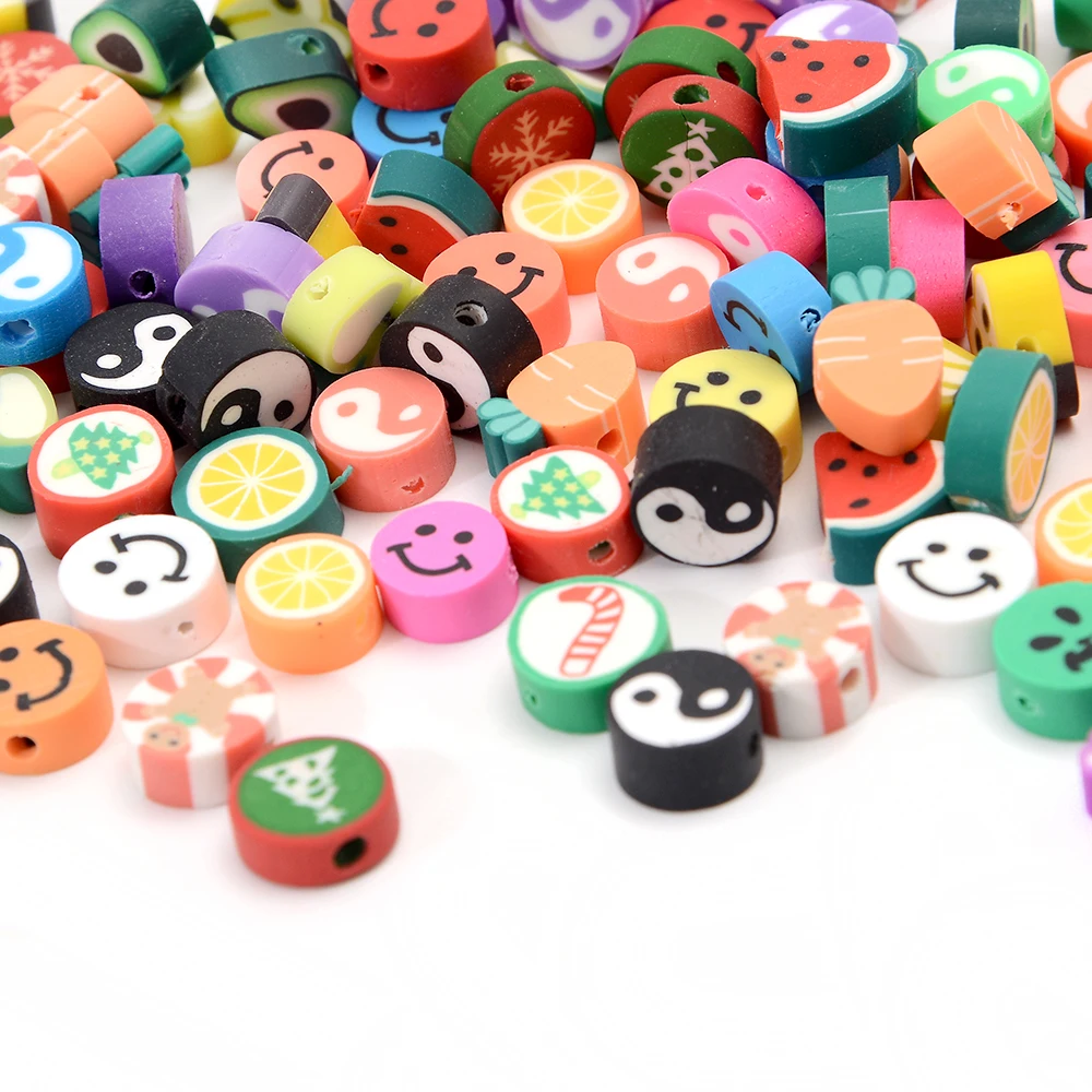 150 шт./кор. набор бусин из полимерной глины фрукты смайлик для изготовления