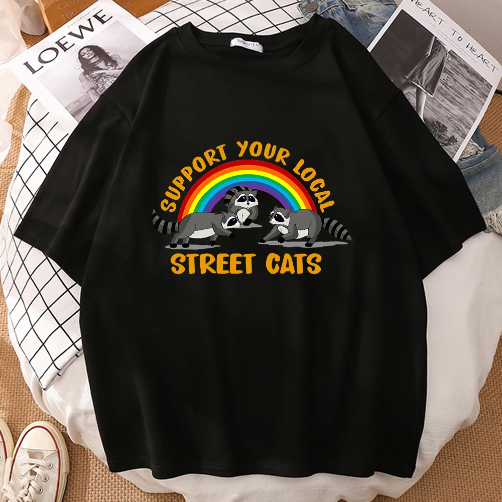 

Женская футболка оверсайз с принтом в виде кошки, топ с коротким рукавом в стиле хип-хоп, уличная футболка с круглым вырезом, 2021