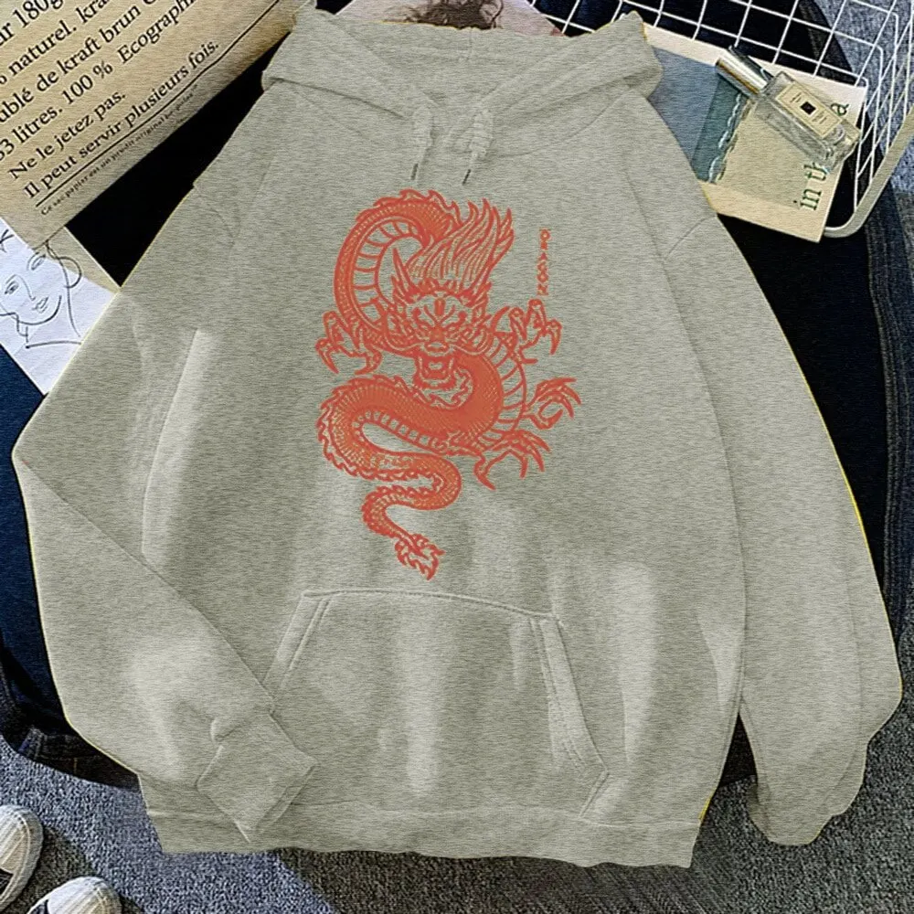 

Streetwear tops women's hoodie Harajuku vintage Chinese dragon print hoodie winter new Oversize loose casual women sweatshirts
