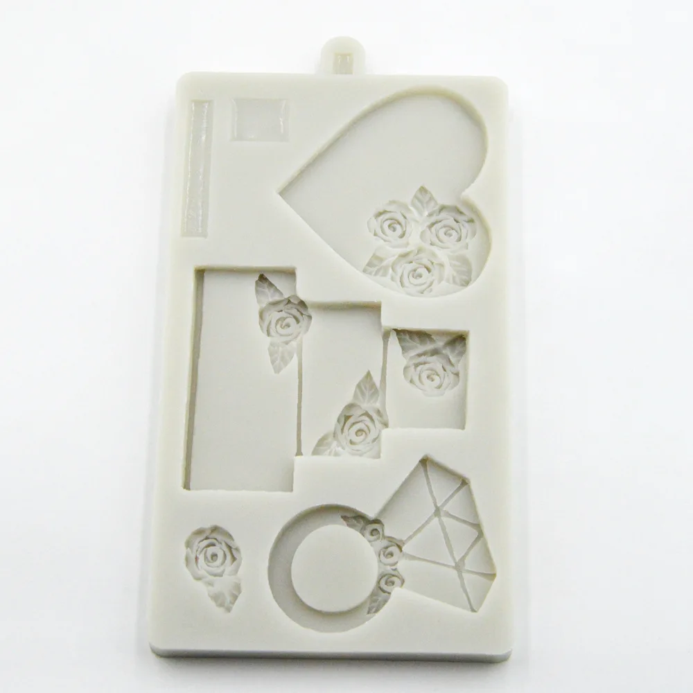 Новое сердце алмазная Роза модель торта силиконовая форма для помадки шоколада