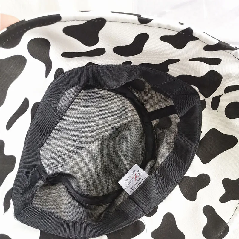 2020 New Fashion Cow Print Hat White Black Bucket Hat Fisherman Caps Summer Hats For Women Panama Sun hat