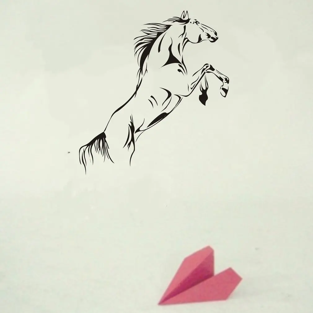 ПВХ черный бегущий стикер на стену лошадь Съемные Виниловые художественные