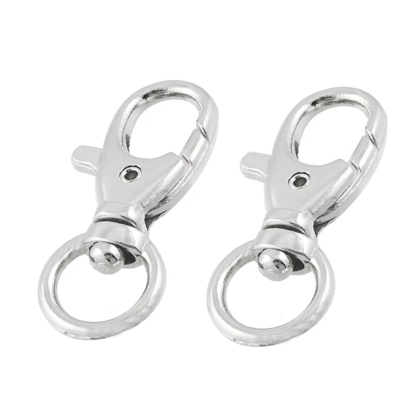 

2 Pcs Silver Tone Metal Keychain Keyring Lobster Clasps Swivel Clips