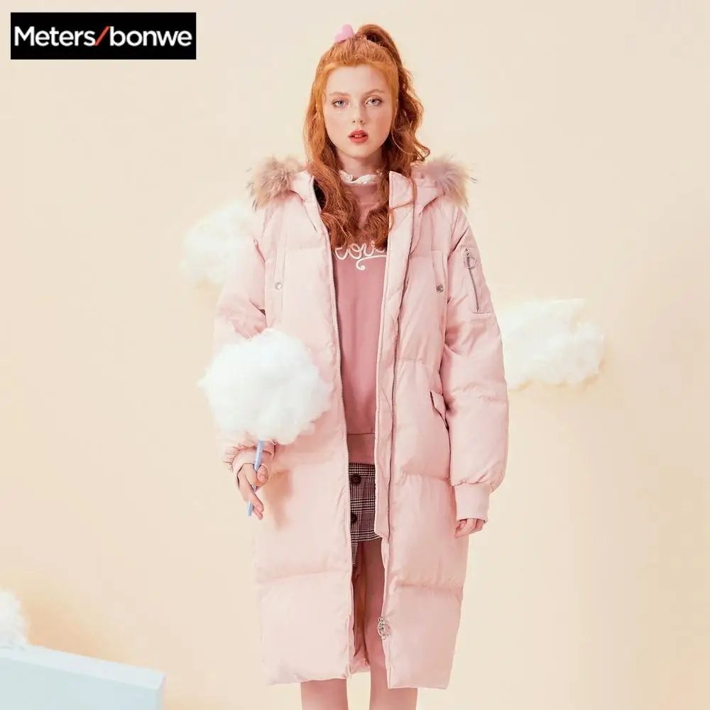 Metersbonwe длинный теплый пуховик женская зимняя теплая куртка на 90% белом утином