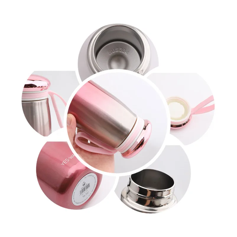 Не содержит Бисфенол А 300ml Термос бутылка для воды с Портативный веревка 18/8