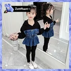 2 шт., джинсовые топы и брюки для девочек 3-10 лет