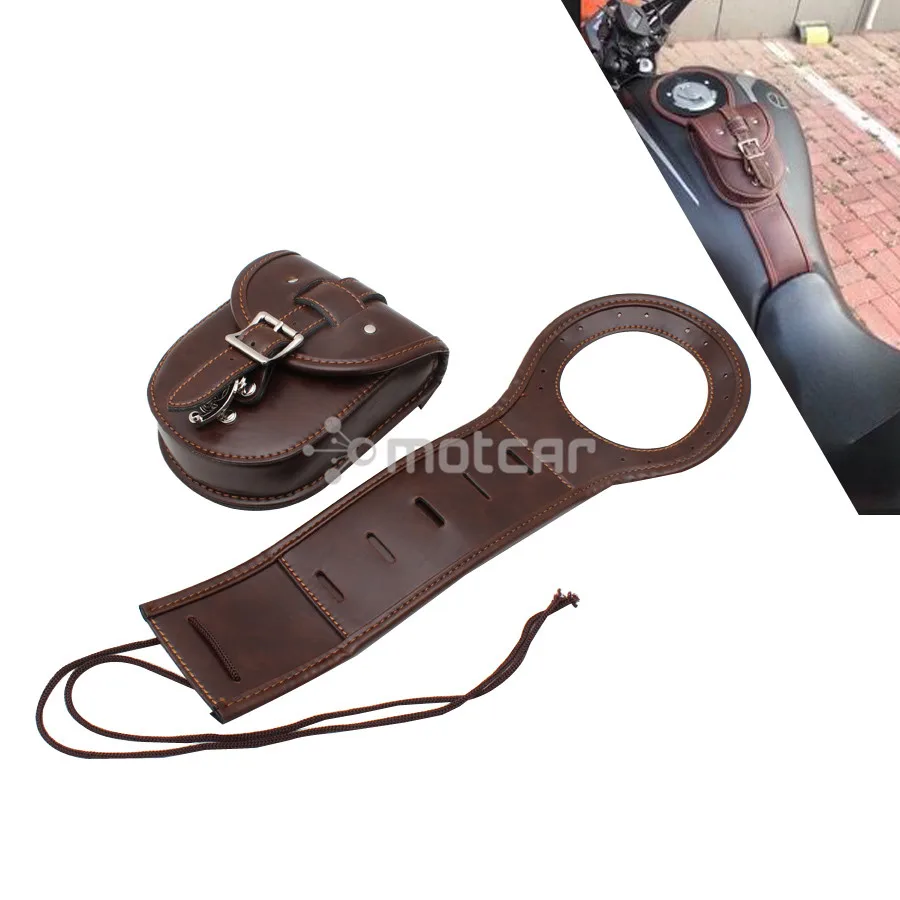 

Brown PU Leather Motorcycle Oil Fuel Tank Bag Motorbike Tank Saddle Bag W/ Bigger Window Accesso for Benelli Leoncino 500 BJ500