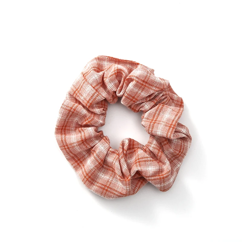 

Internet Celebrity BM Pork Intestine Hairband Ins a Set of Simple Plaid Retro French Large Intestine Korean Head Rope Female