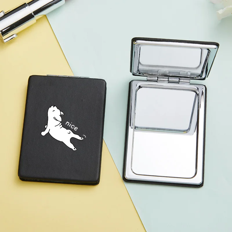 Забавное зеркало для макияжа кошки собаки мини портативное модное двухстороннее