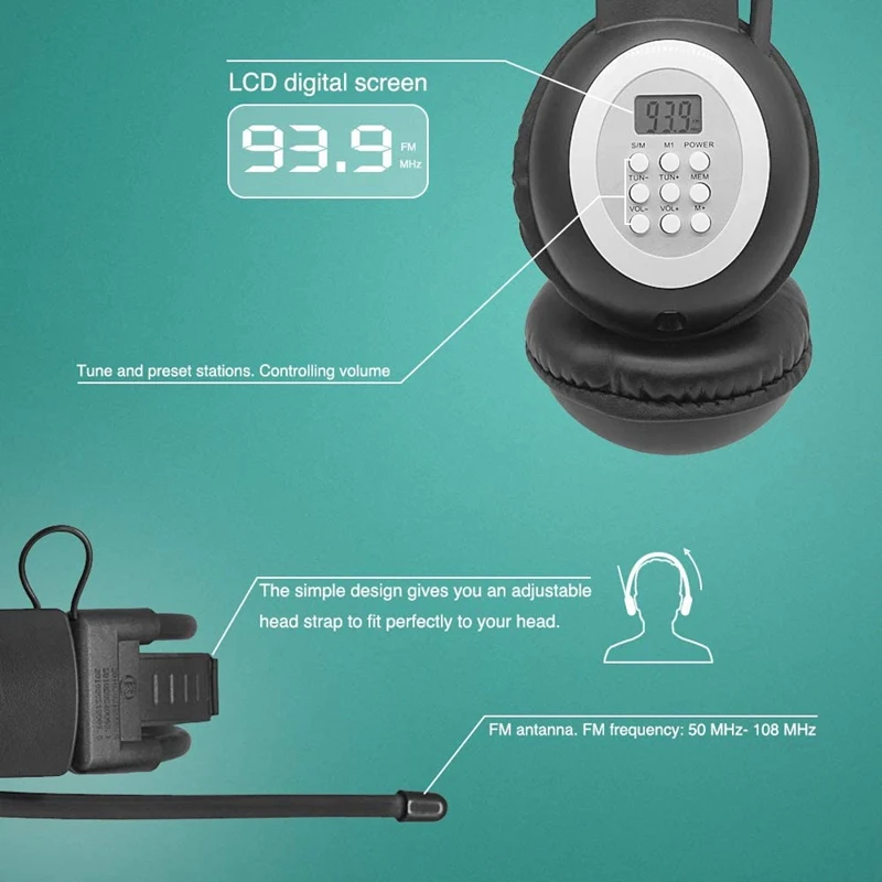 Портативные персональные FM радио наушники беспроводная гарнитура с встроенный