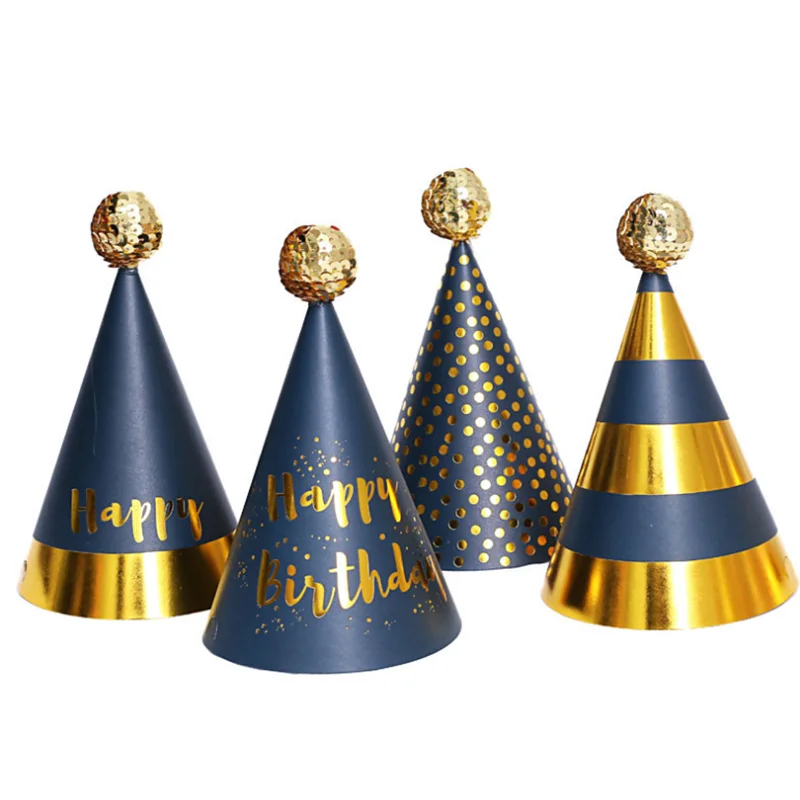 3 шт. блестящая золотая мини-шляпа на день рождения с красочными звездами для