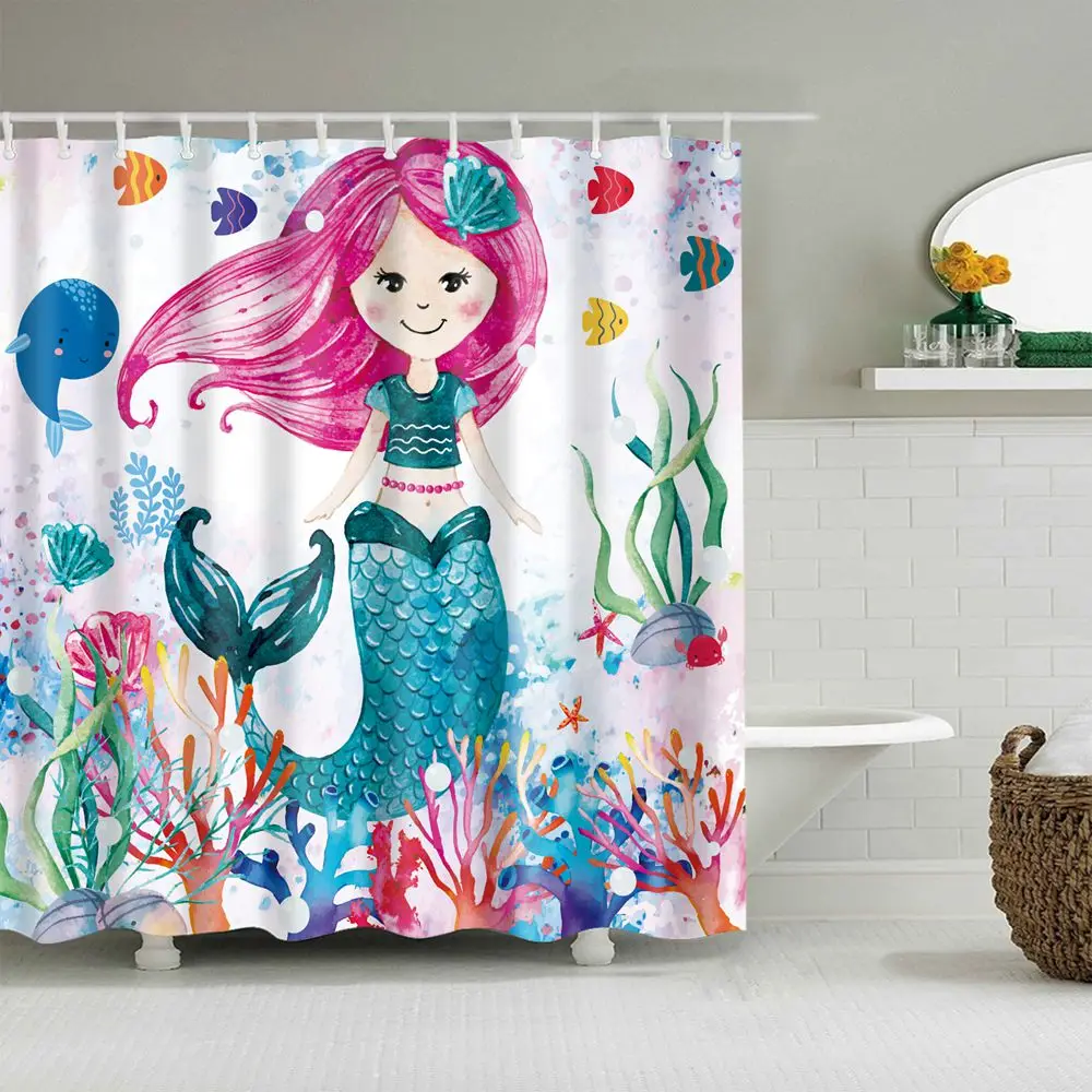 Занавеска для душа Dafield в ванную комнату с изображением русалки|Шторы душа| |