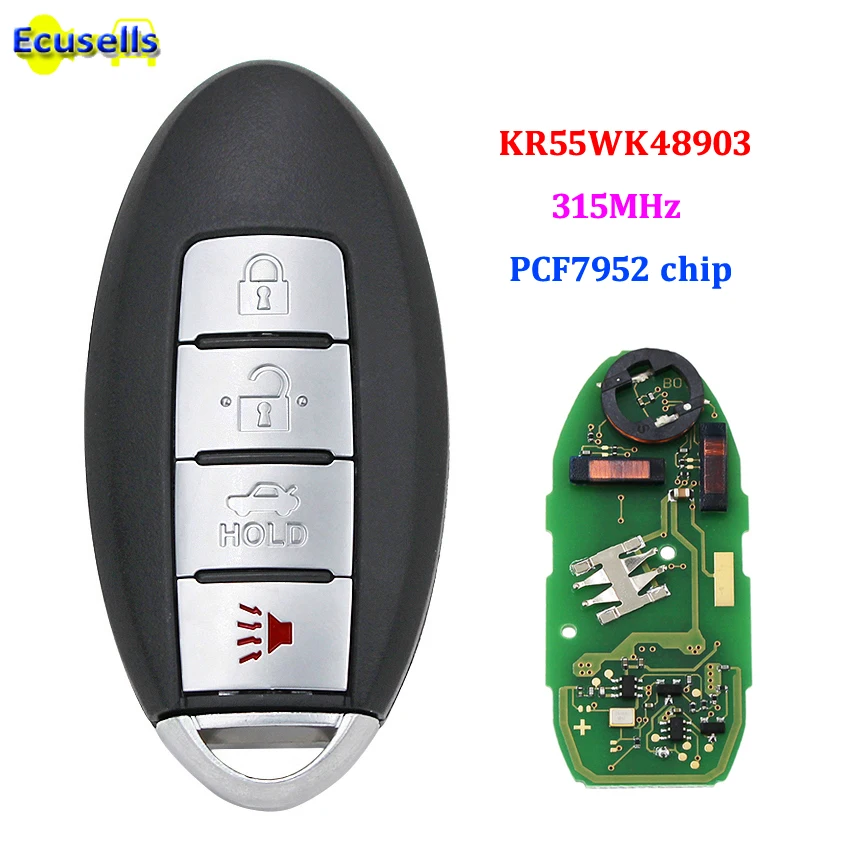 3 + 1 кнопки Smart Remote Key Keyless Entry 4 для Nissan Altima Maxima Murano KR55WK48903 со встроенным ключом|Ключ