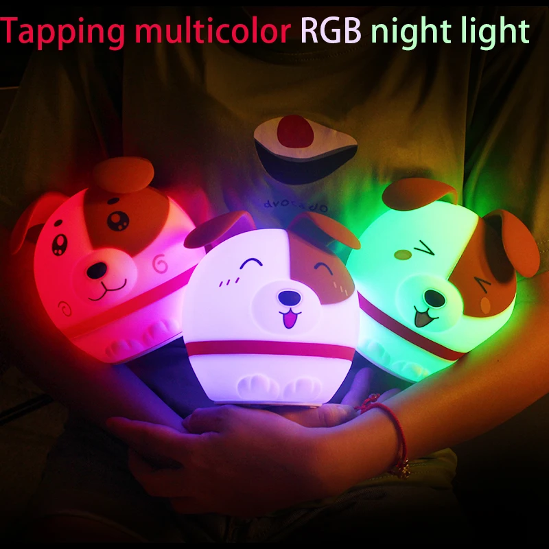 

Lovely Puppy Dog Shape LED Night Light Bedroom Silicone Decorative Lighting Indoor Lamp RGB Rechargeable Creative Gift For Kids
