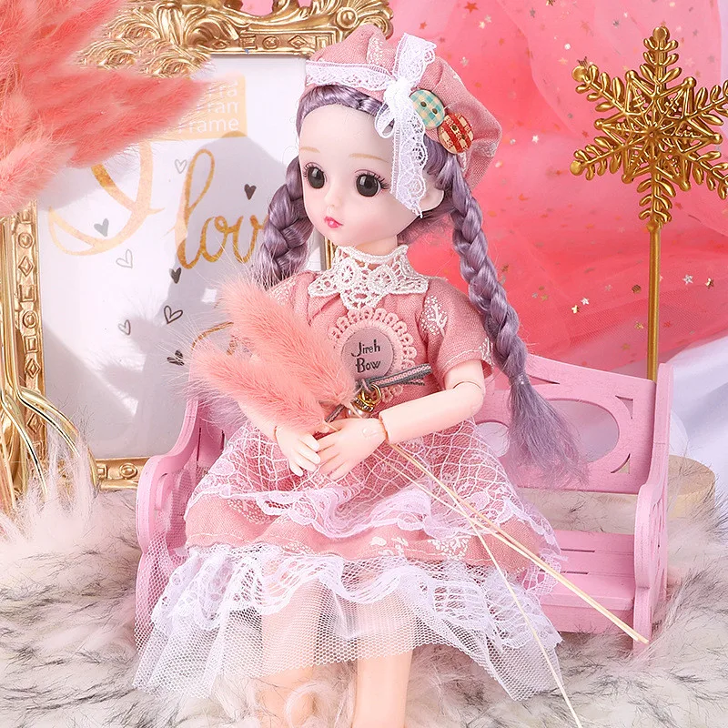 

New 30cm Doll Simulation Exquisite Princess Girl Multiple Hairstyle Hair Color BJD 1/6 Doll with Bright Clothes DIY Toy Gift