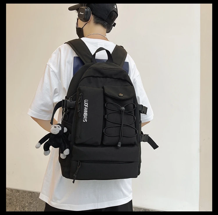 

2076 Backpack female summer wild travel middle school student schoolbag female waterproof large-capacity drawstring backpack
